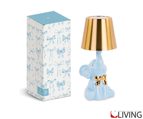 bomboniera lampada elefantino azzurro in porcellana