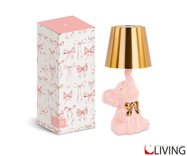 bomboniera lampada elefantino rosa in porcellana
