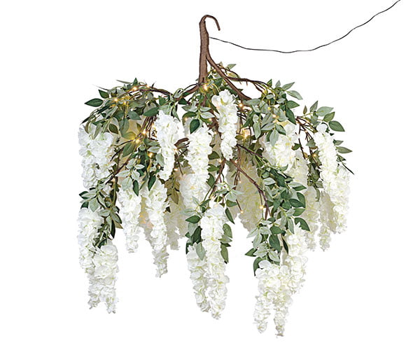Addobbo matrimonio lampadario  glicine bianco con 120 luci a led