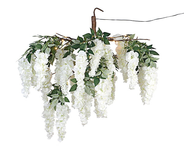 Addobbo matrimonio lampadario glicine bianco con 54 luci a led