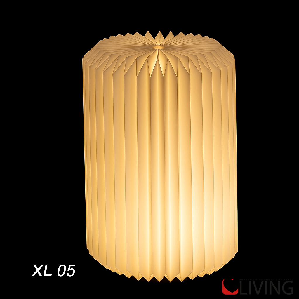 bomboniera lampada cilindro 3 d in plastica con base legno led