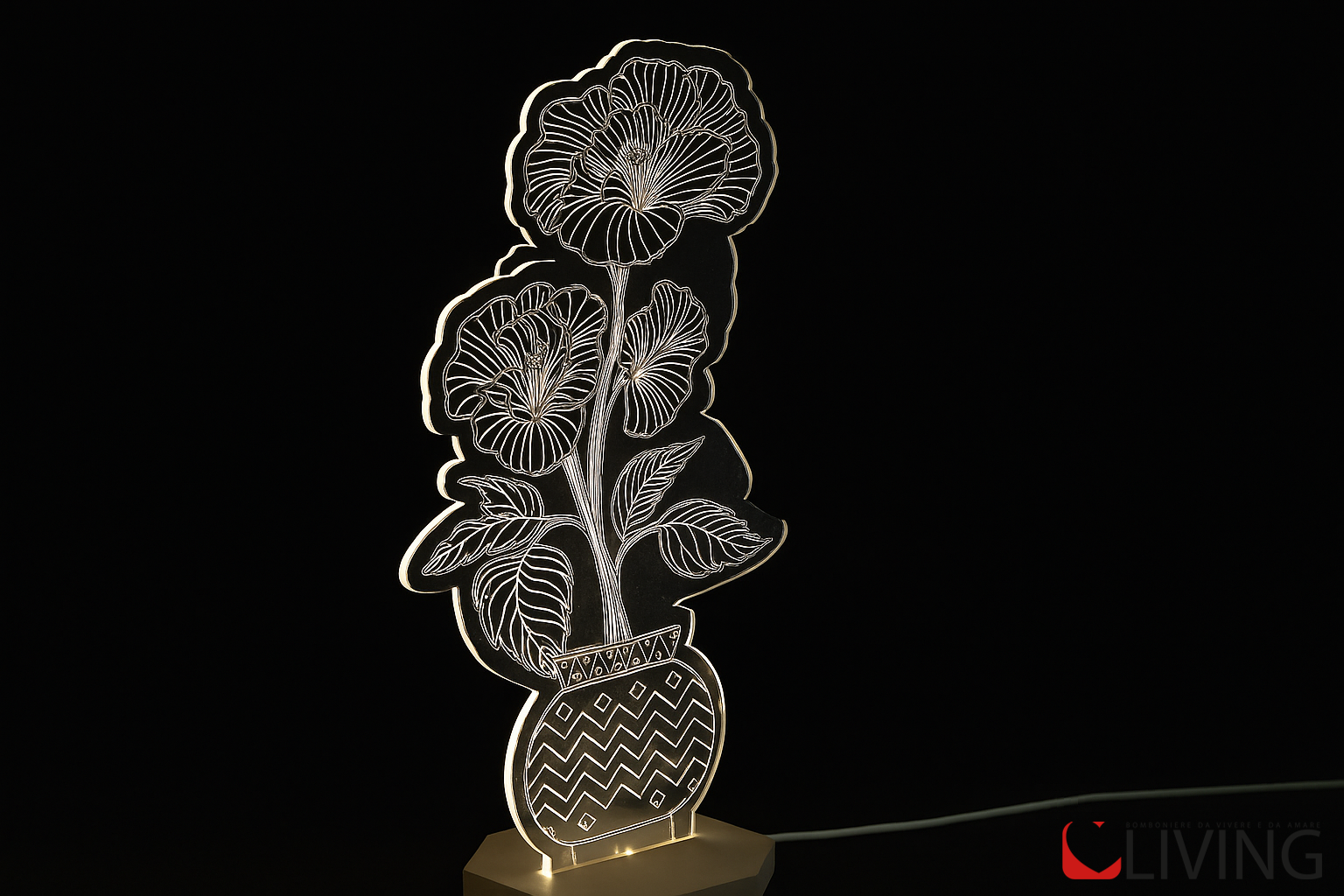 bomboniera lampada fiore grande acrilico
