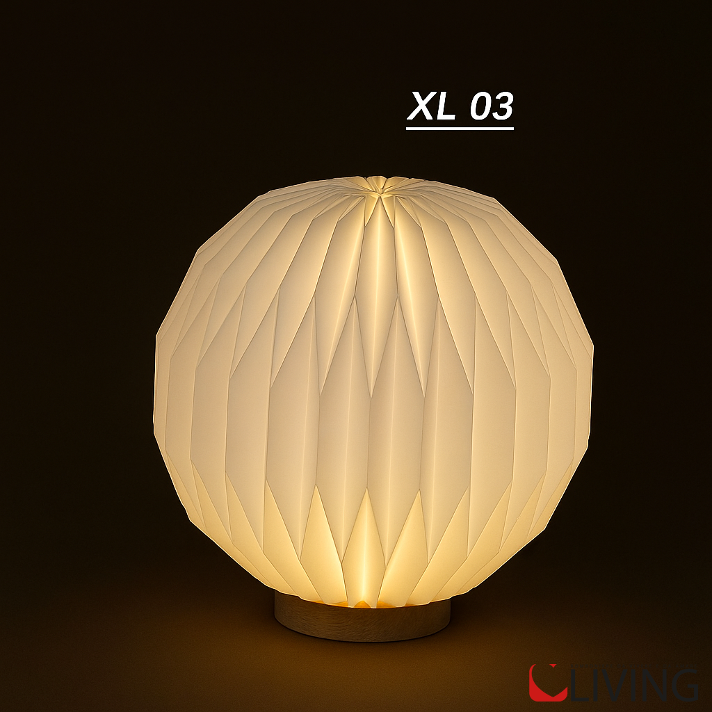 bomboniera lampada rotonda 3 d in plastica con base legno led