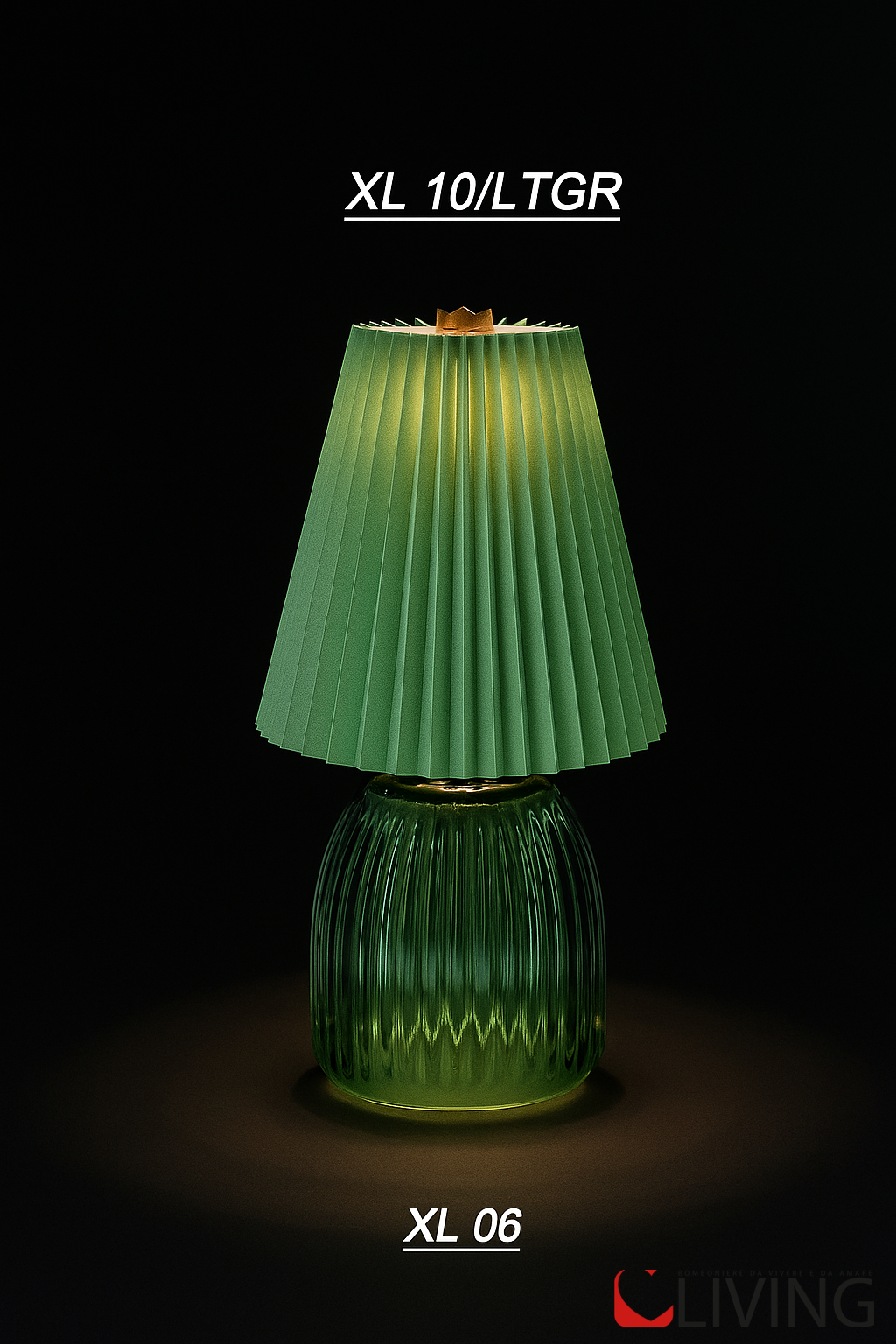 bomboniera lampada vetro verde con paralume