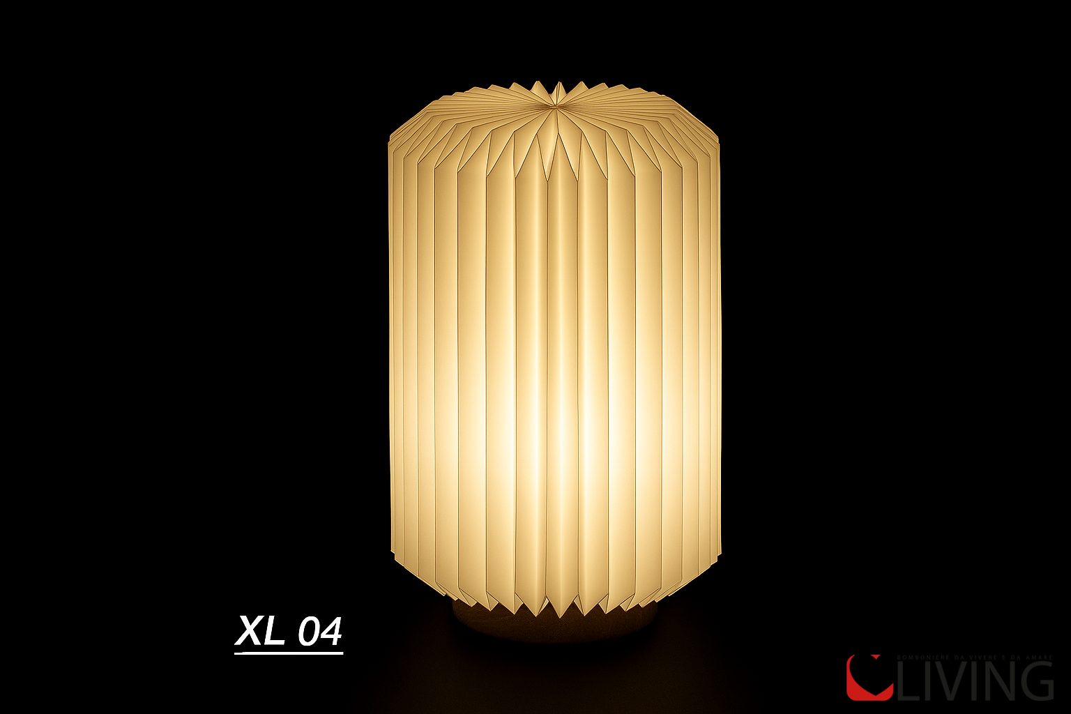 bomboniera lampada cilindro media 3 d in plastica con base legno led