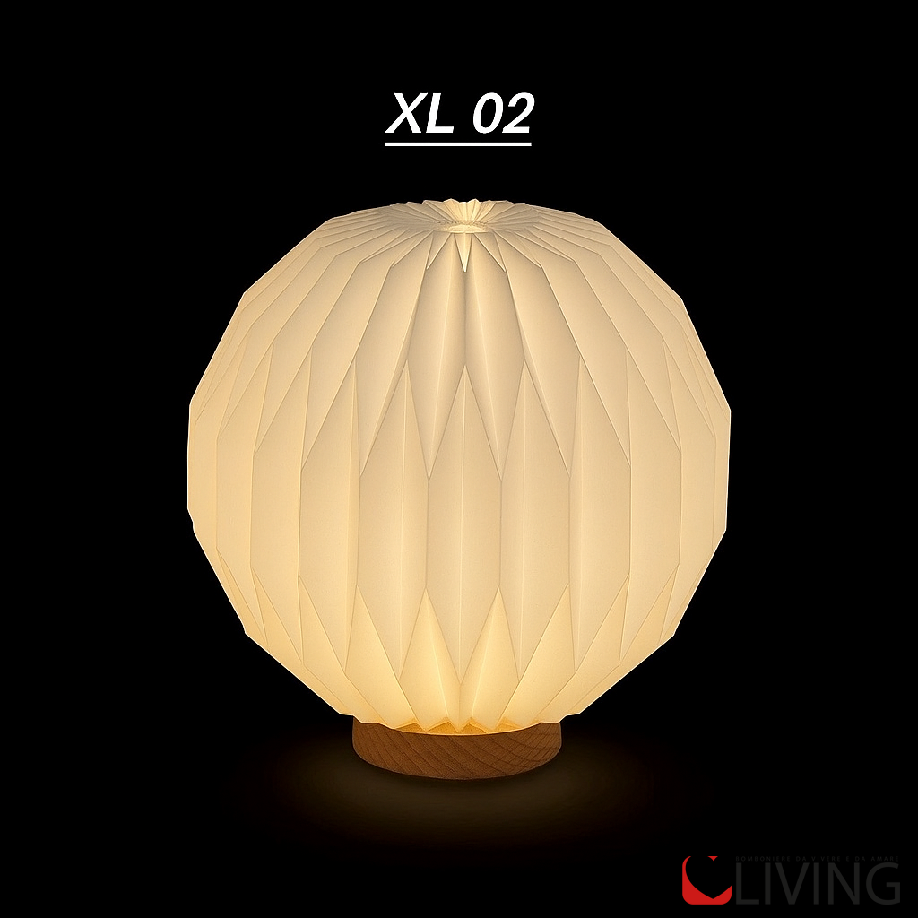 bomboniera lampada rotonda media 3 d in plastica con base legno led