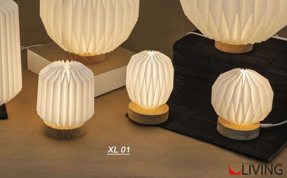 bomboniera lampada rotonda piccola 3 d in plastica con base legno led