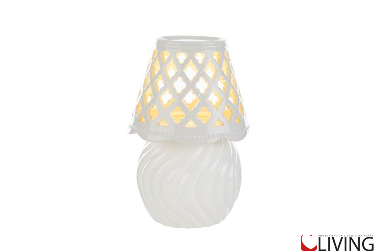 bomboniera lampada porcellana bianca luce led