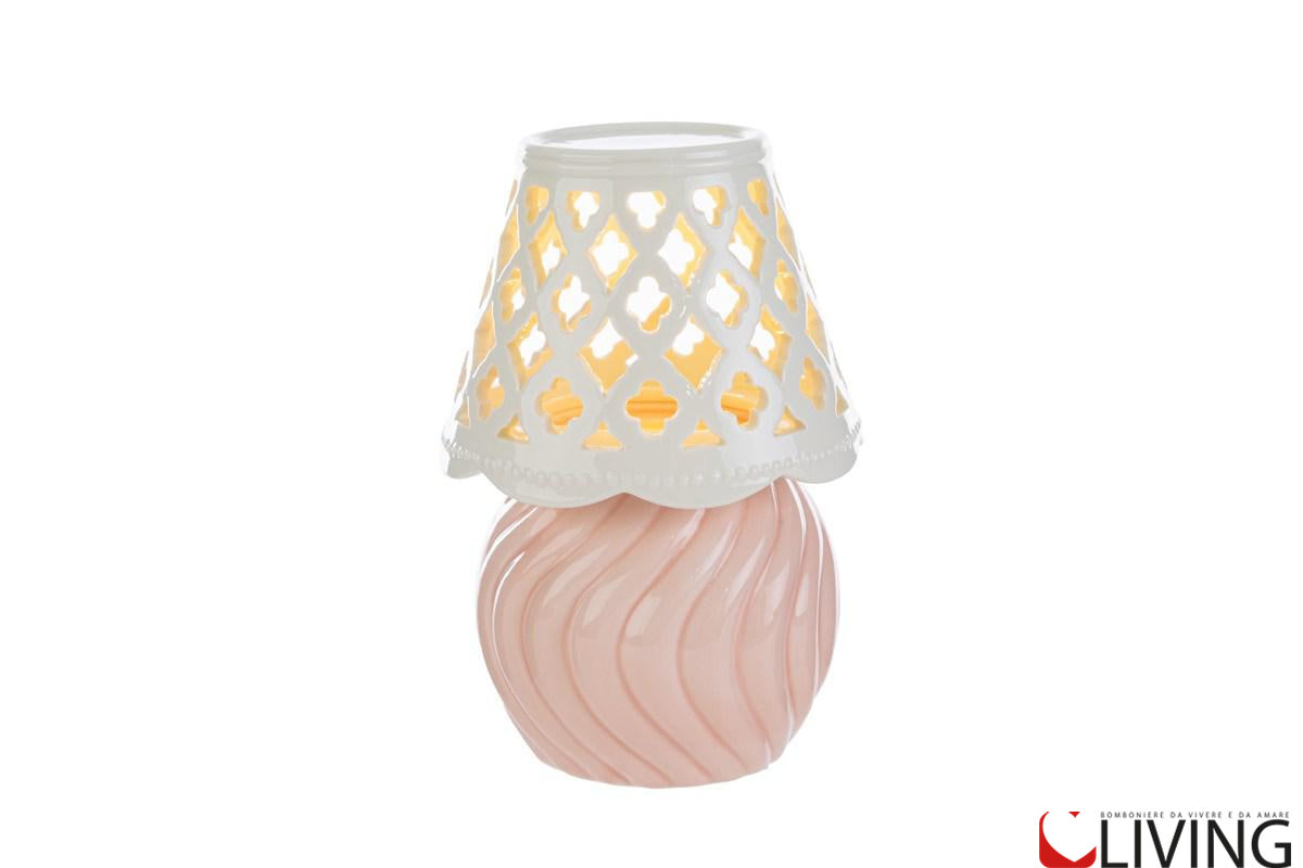 bomboniera lampada porcellana rosa luce led