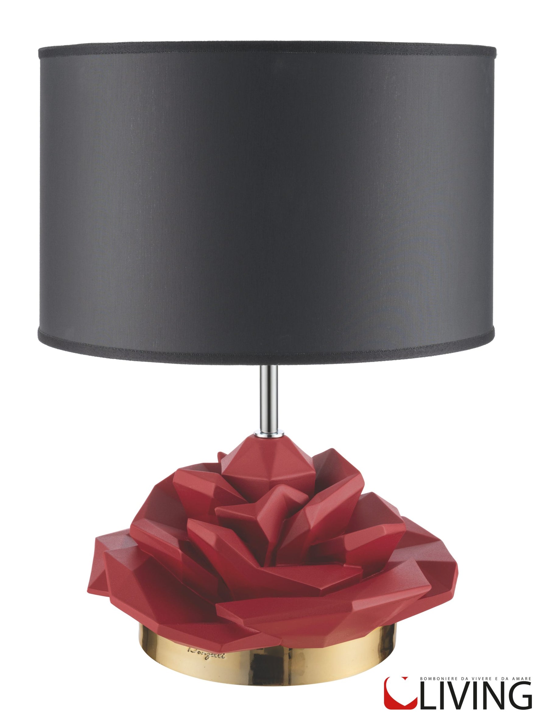 lampada con rosa rossa e paralume nero