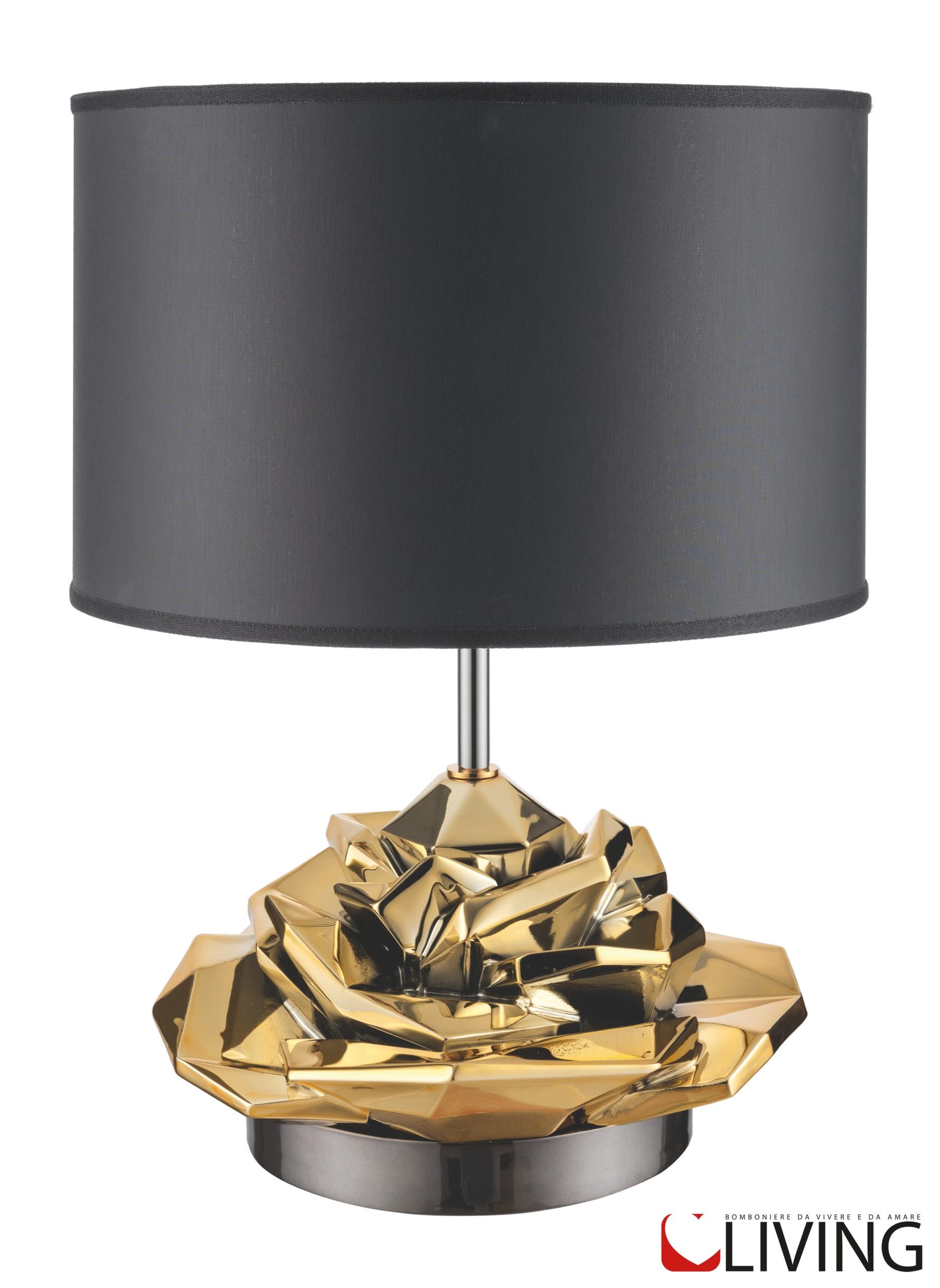lampada con rosa oro e paralume nero