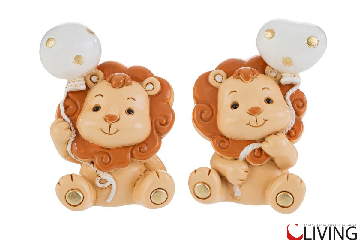 bomboniera leoncino in resina con palloncino