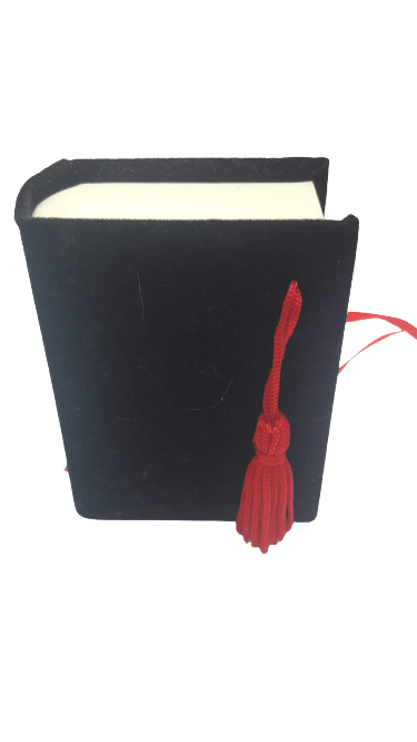 Bomboniera laurea libro portaconfetti in velluto nero