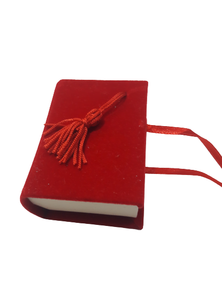 Bomboniera laurea libro portaconfetti in velluto rosso