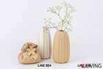 bomboniera vaso medio porcellana beige e bianco scanalature verticali