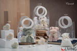 bomboniera cagnolino decorativo sapone cuore bianco con shopper linea cuccioli