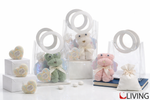 bomboniera cagnolino decorativo sapone cuore bianco con shopper linea cuccioli
