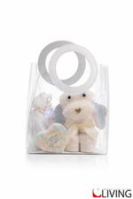 bomboniera cagnolino sapone cuore bianco con shopper linea cuccioli