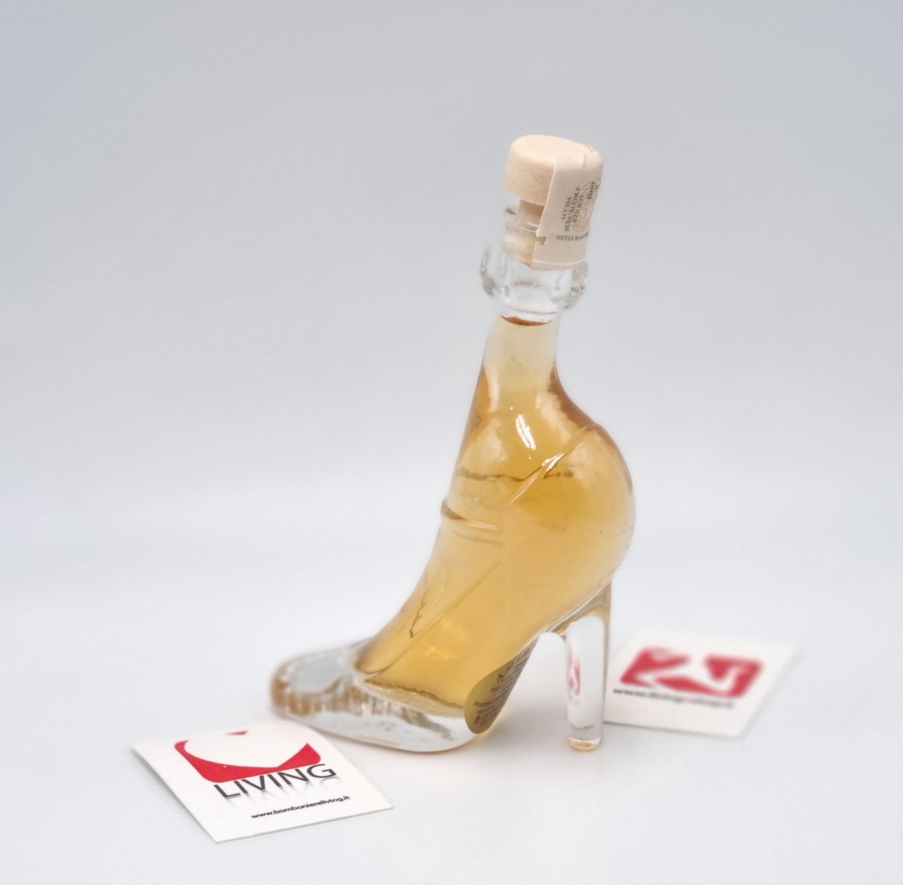 Bomboniera  scarpetta in vetro  con liquore amaro pontone