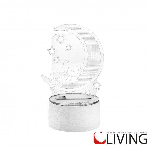 Lumetto in plex orsetto su luna con luce a led