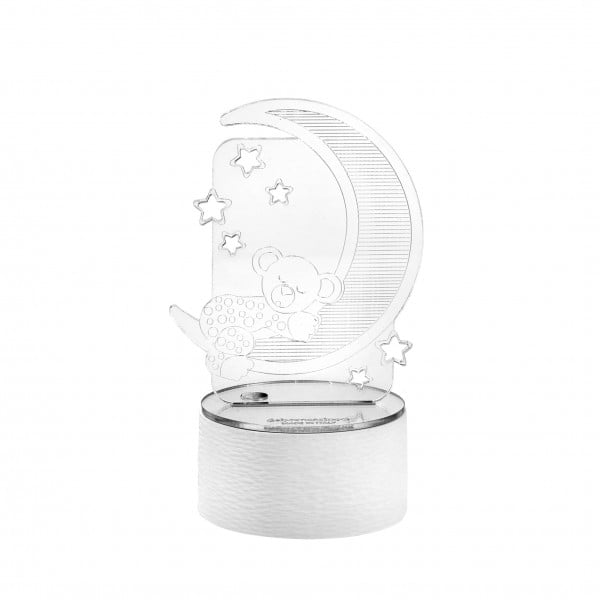 Lumetto in plex orsetto su luna con luce a led