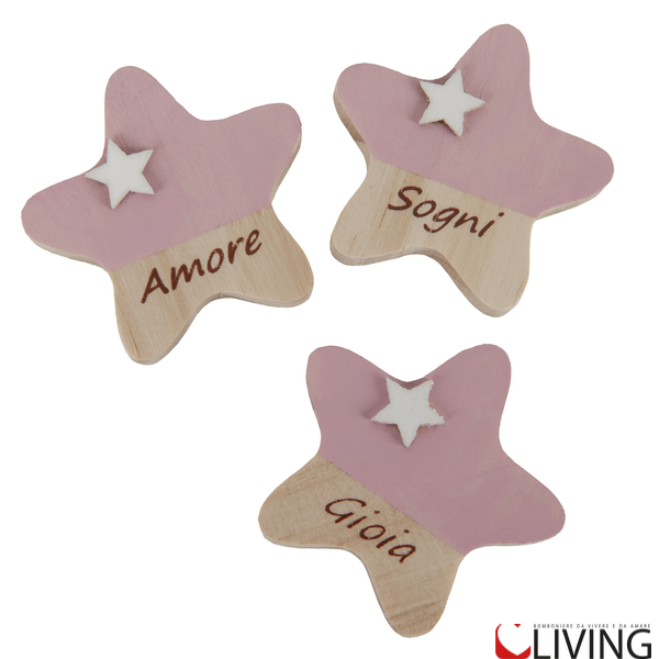 bomboniera magnete stella legno rosa
