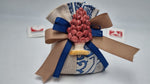 Sacchetto in tessuto grezzo e maiolica blu