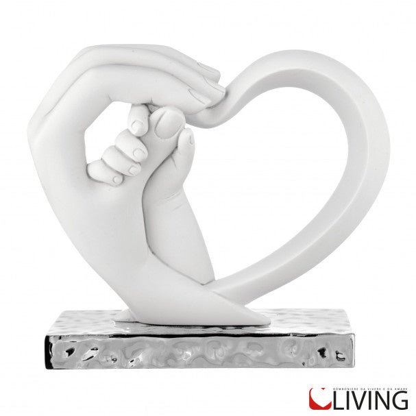 bomboniera mani bimbo cuore base argento