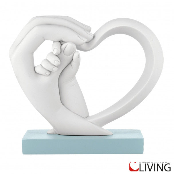bomboniera mani bimbo cuore base celeste