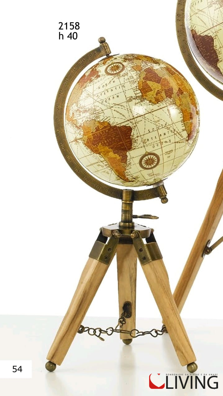 mappamondo con cavalletto globo avorio legno
