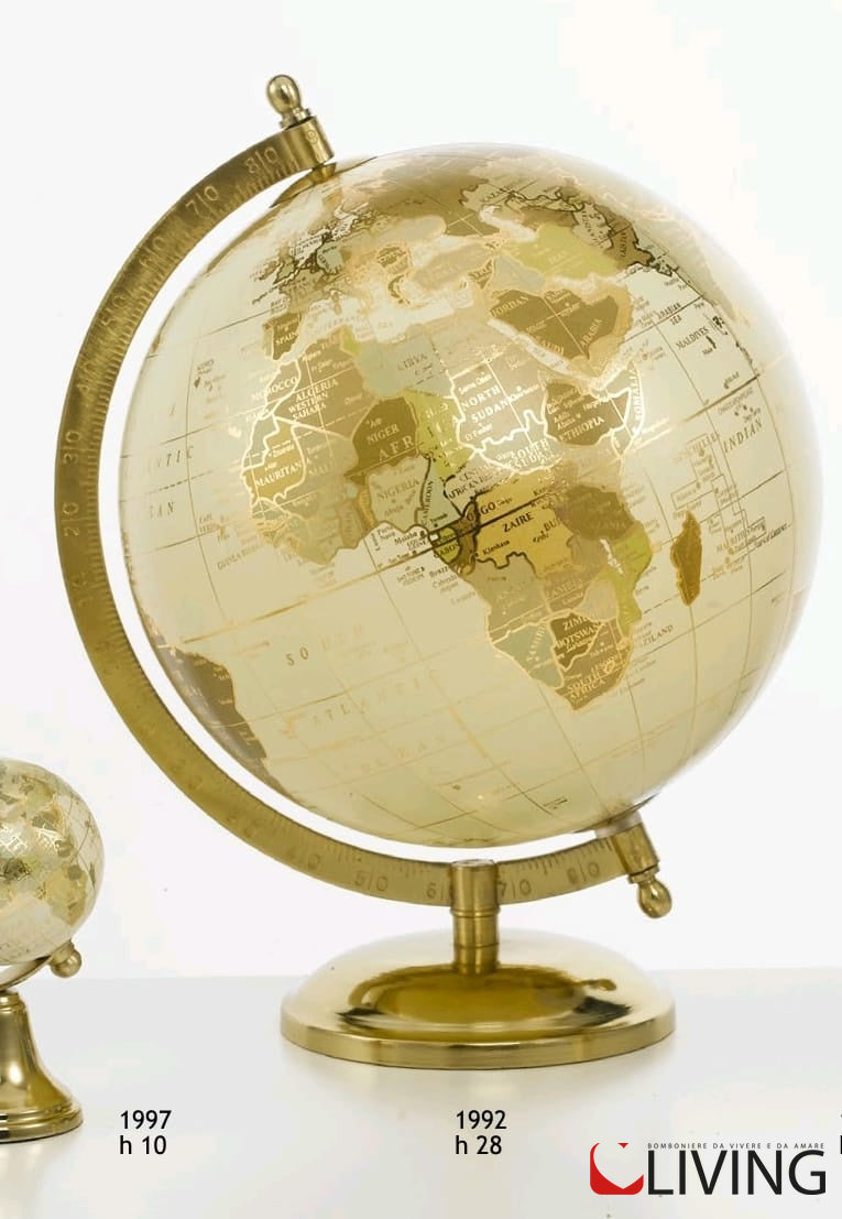 mappamondo globo grande avorio base metallo