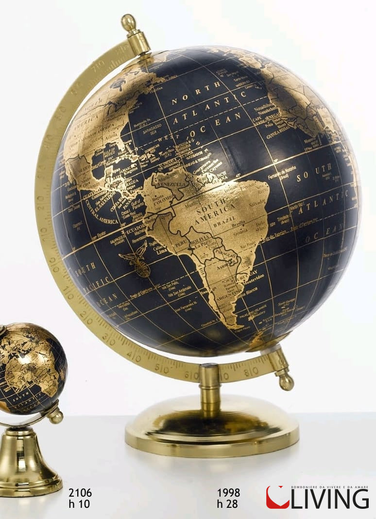 mappamondo globo grande nero base metallo