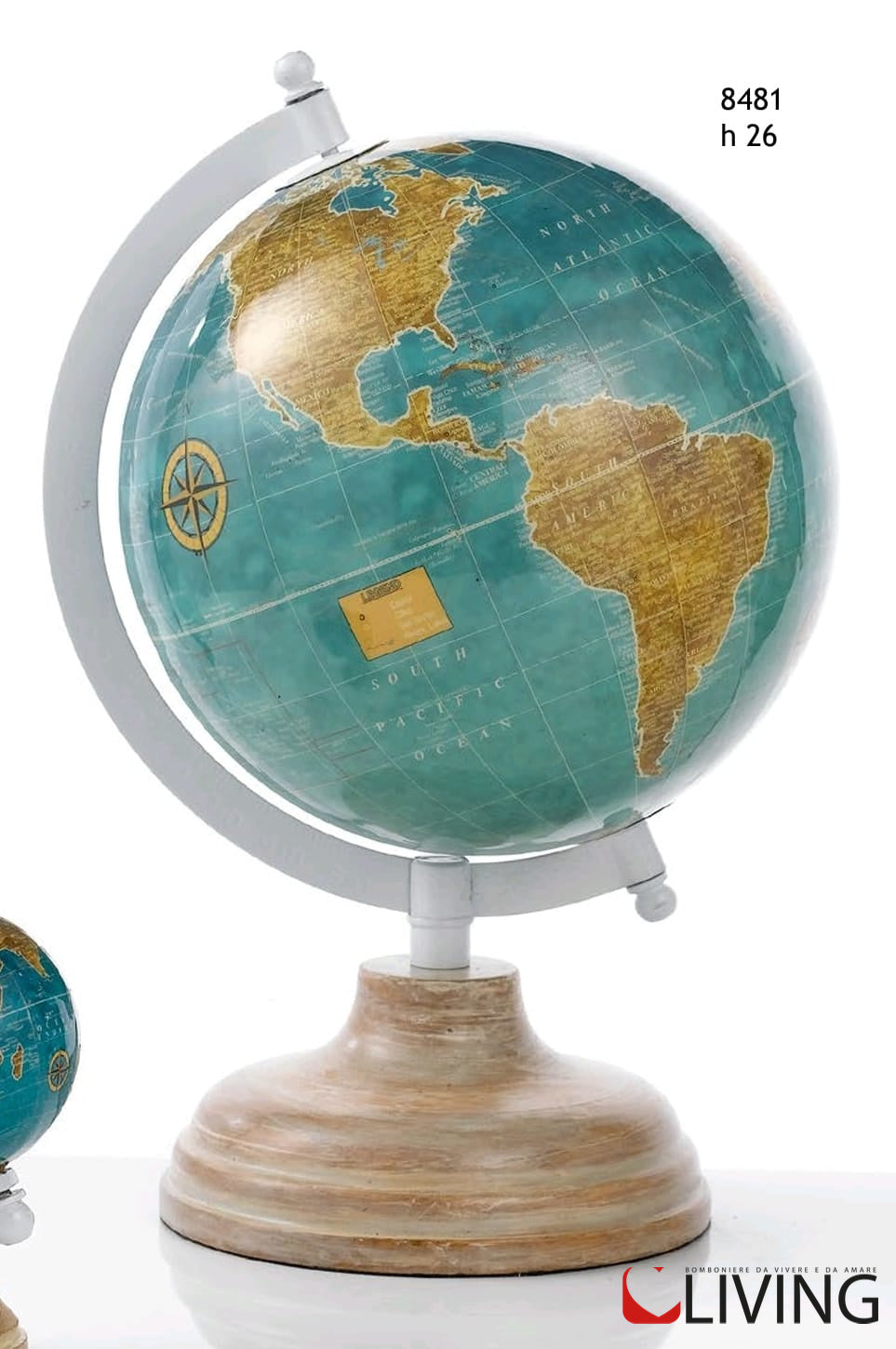 mappamondo grande turchese base metallo