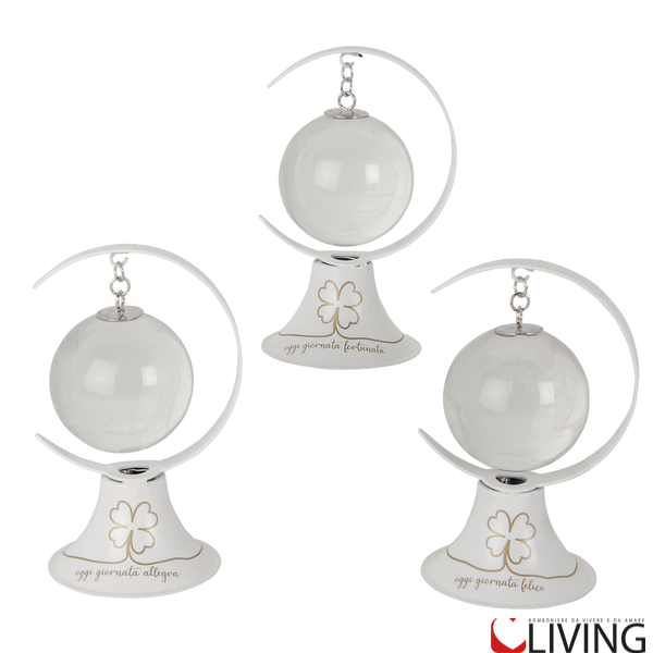 bomboniera mappamondo globo linea quadrifoglio con luce led