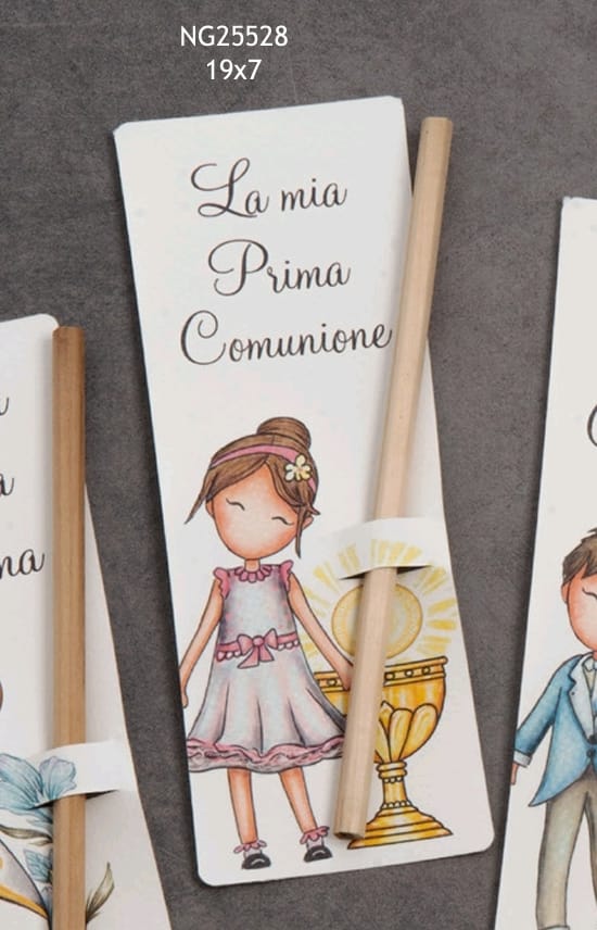 bomboniera matita con segnalibro bimba comunione