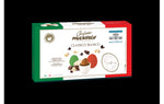 Mandorla tostata ricoperta da cioccolato fondente e bianco e da un sottile strato di zucchero.