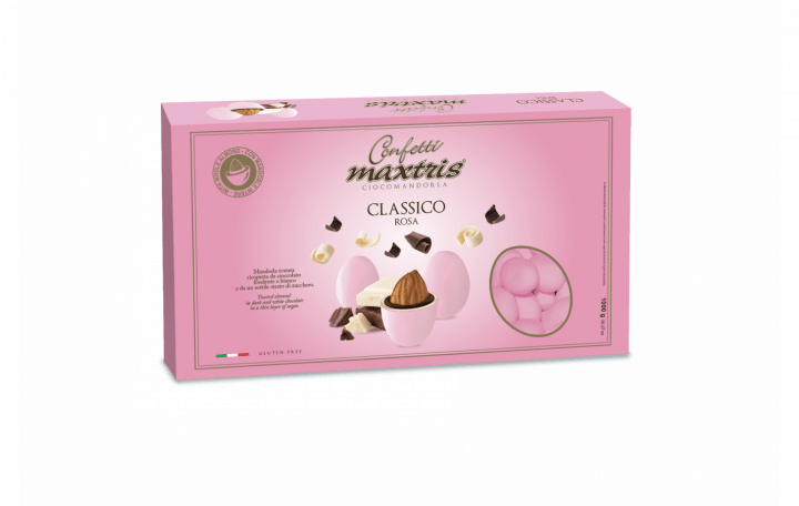 Mandorla tostata ricoperta da cioccolato fondente e bianco e da un sottile strato di zucchero.