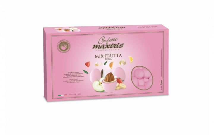 Mandorla tostata ricoperta da cioccolato bianco ai gusti assortiti di frutta (amarena