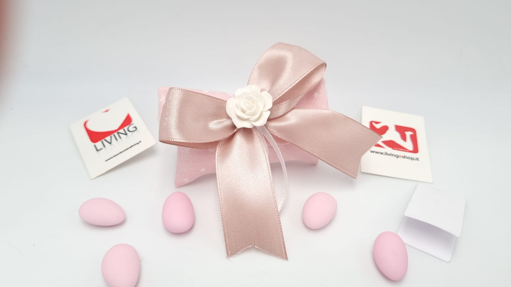Sacchetto nascita e battesimo bustina stelline rosa