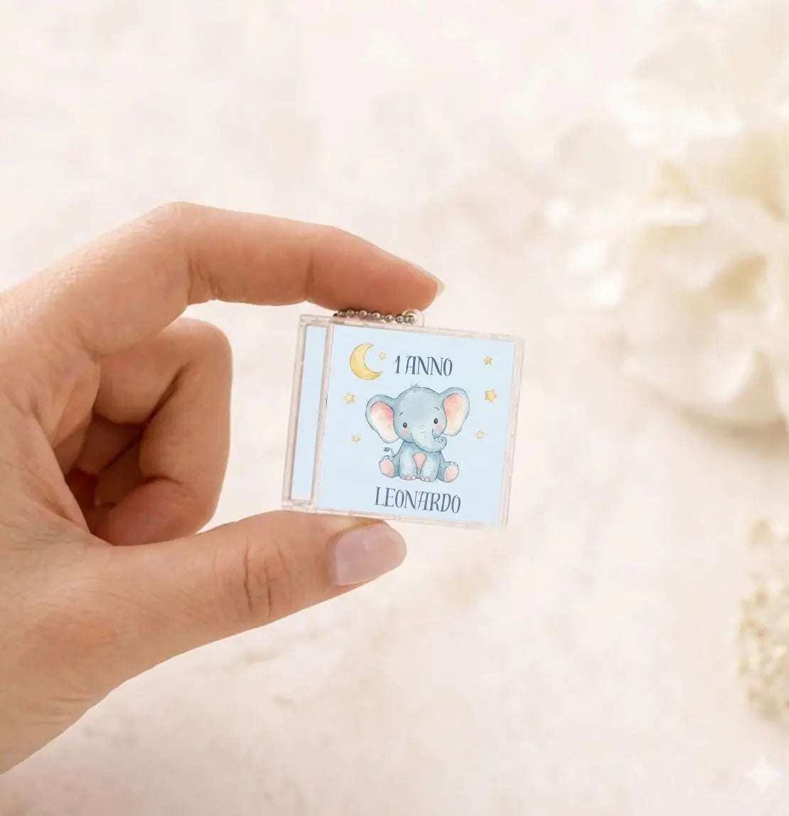 1 anno mini CD nfc elefantino personalizzabile con favola abbinata