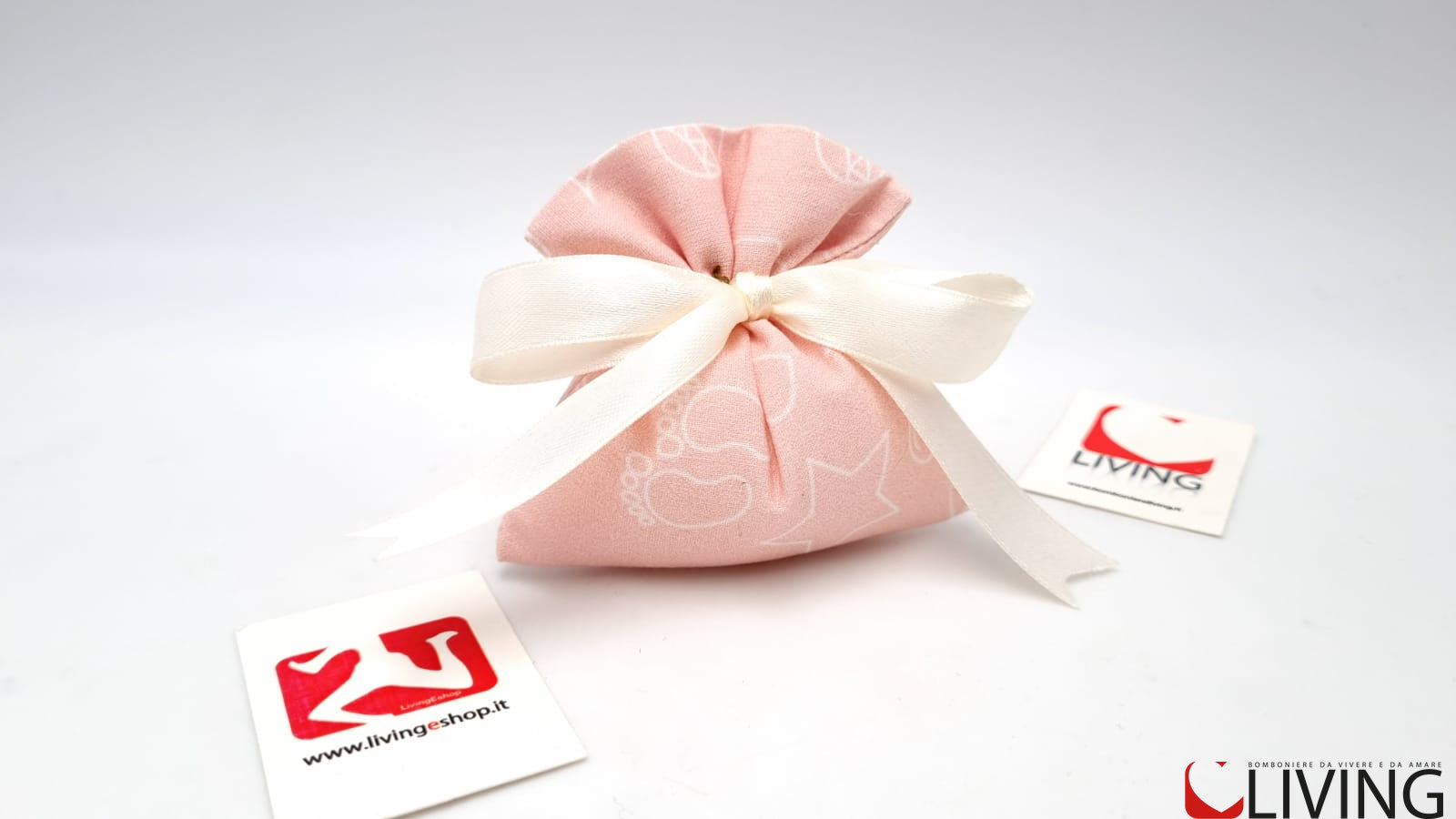 mini sacchetto portaconfetti in tessuto rosa linea baby dreams