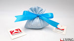 mini sacchetto portaconfetti in tessuto azzurro linea baby dreams