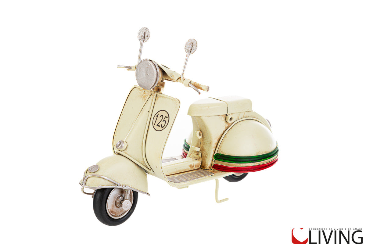 bomboniera moto vespa 125 metallo panna