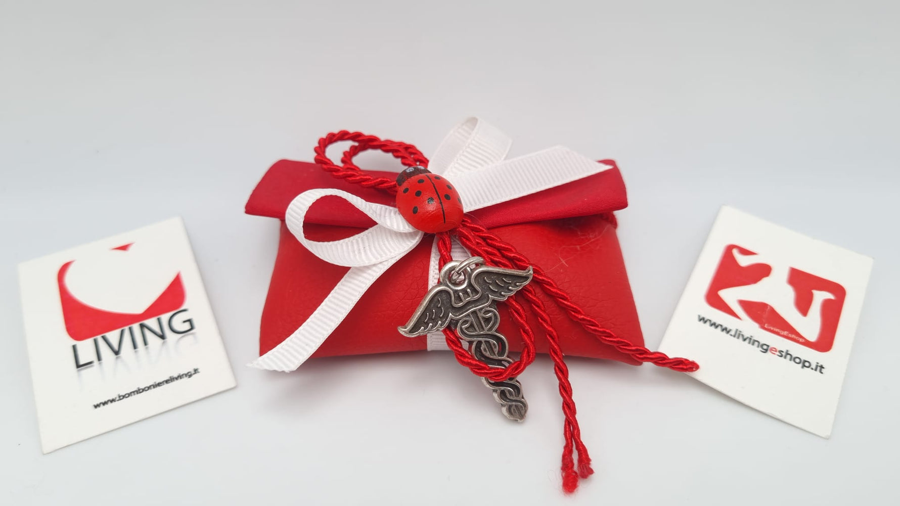 Bomboniera laurea charm caduceo in metallo