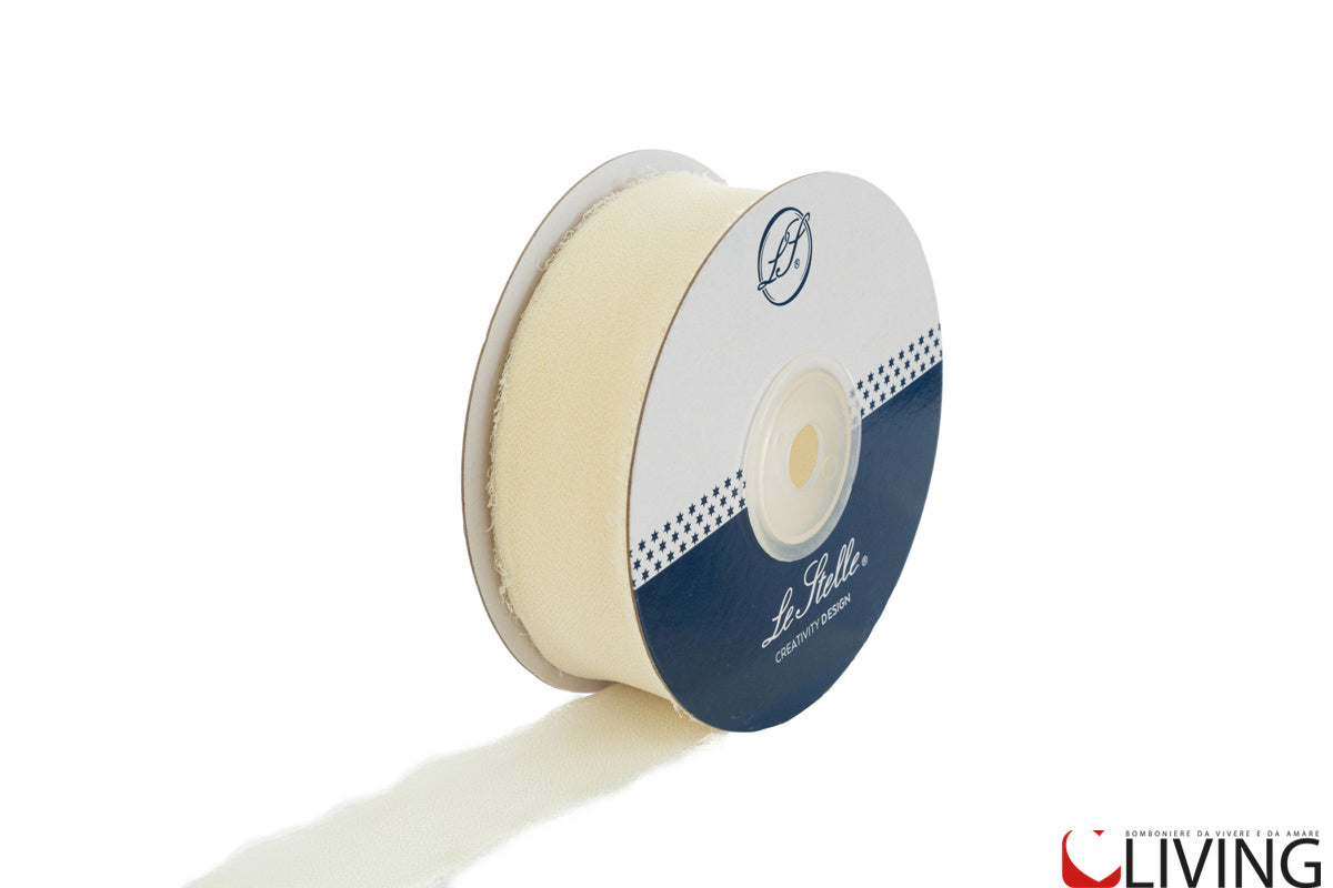 nastro chiffon panna larghezza 2,5 cm x 20 mt