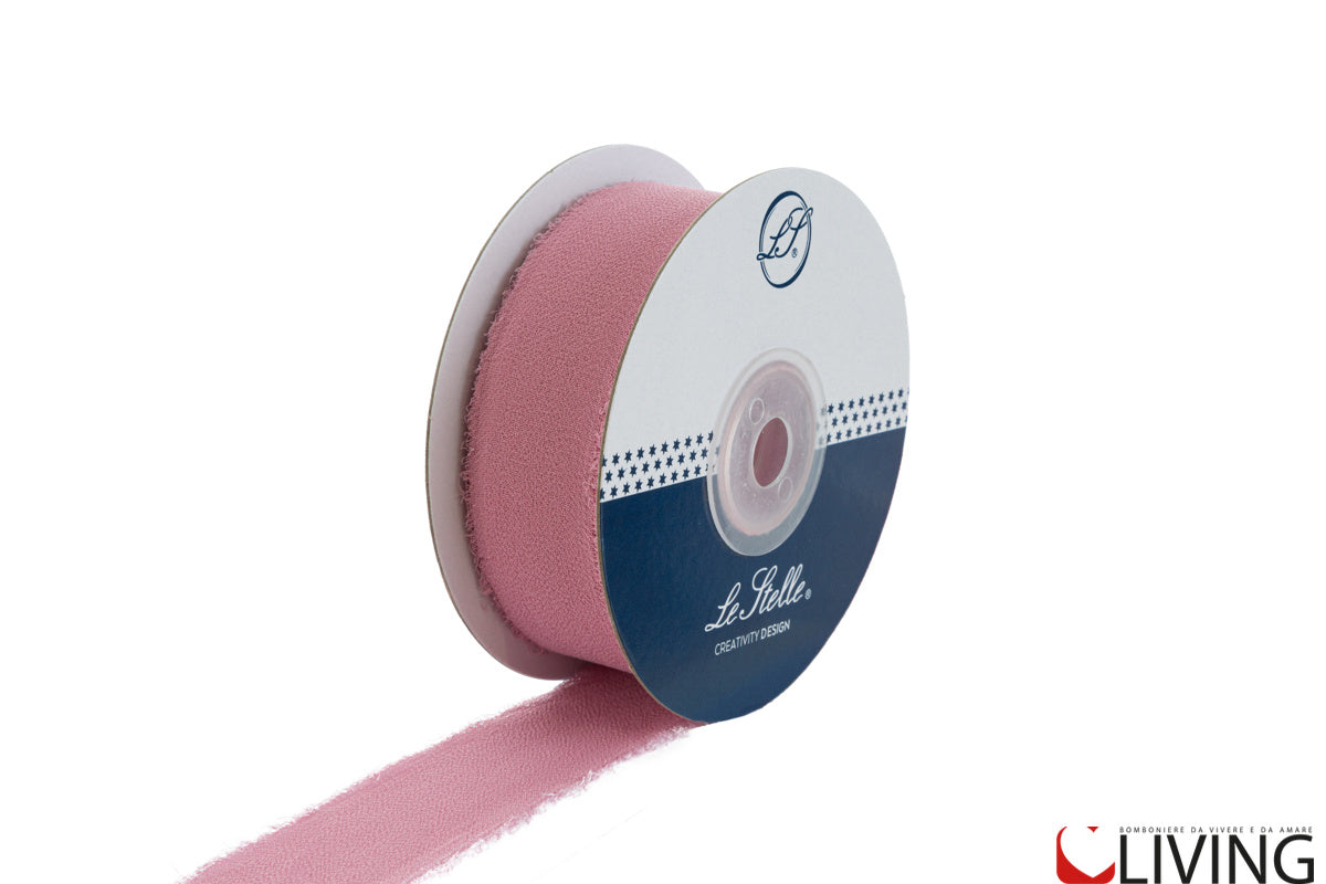 nastro chiffon rosa antico larghezza 2,5 cm x 20 mt