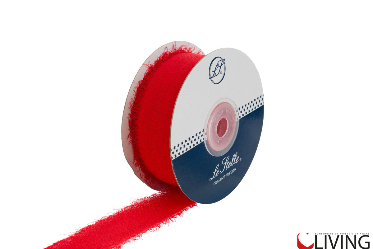 nastro chiffon rosso cipria larghezza 2,5 cm x 20 mt
