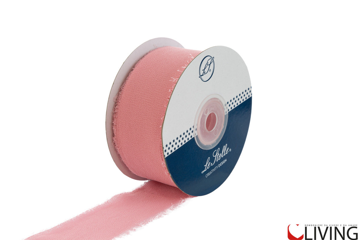 nastro chiffon rosa antico larghezza 4 cm x 20 mt