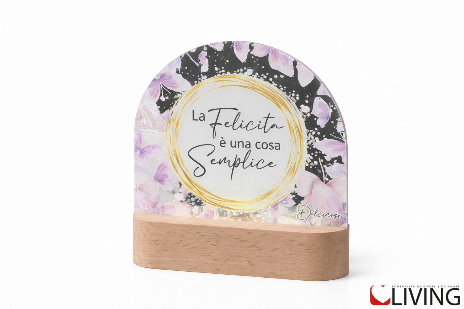 bomboniera lampada stampa farfalle in plex base legno
