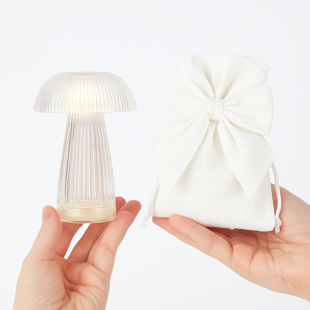 bomboniera lampada fungo con porta oggetti luce a led